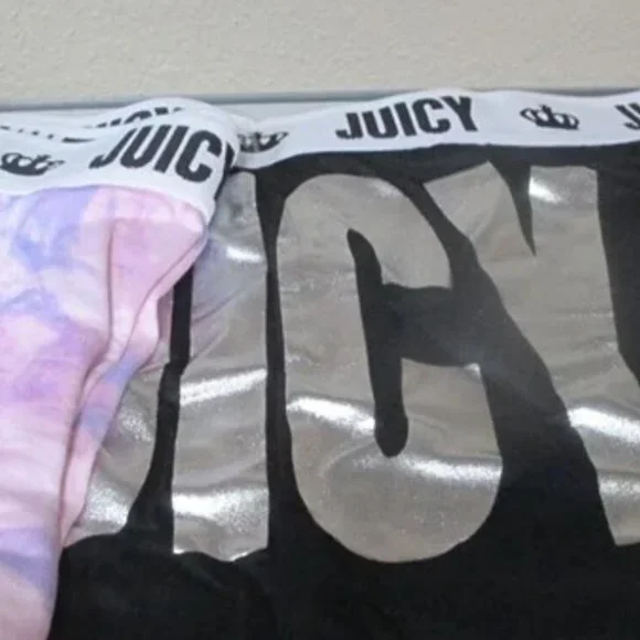 Juicy Couture Womens 2 pack sz LargeNEWPajama Shorts Black w/silver&pastel swirl - Picture 4 of 4